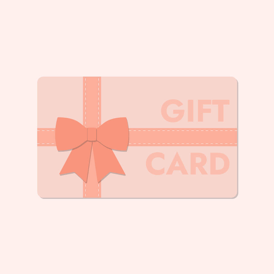 Marinko's Desserts Gift Card with a coral bow and ribbon on a pale pink background